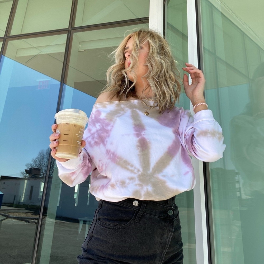 Tie dye off the shoulder sweater